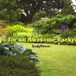 ideal backyard - gardening - landscaping - garden - outdoor barbecue - lawn - shrubs - trees - grass carpet