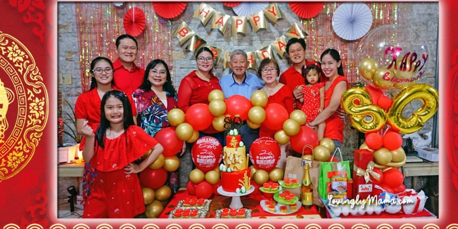 why Chinese people wear red during birthdays - birthday celebration - 80th birthday - angkong - ama- red dress - red balloons