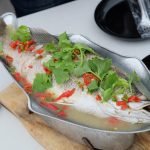 how the Chinese eat fish for good luck - Chinese New Year - Fil-Chi - seafood dish - steamed fish - Chinese-style steamed sea bass