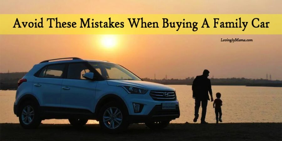 Mistakes To Avoid When Buying A Family Car - car insurance - young family - first car - road trip with children - sunset at the beach