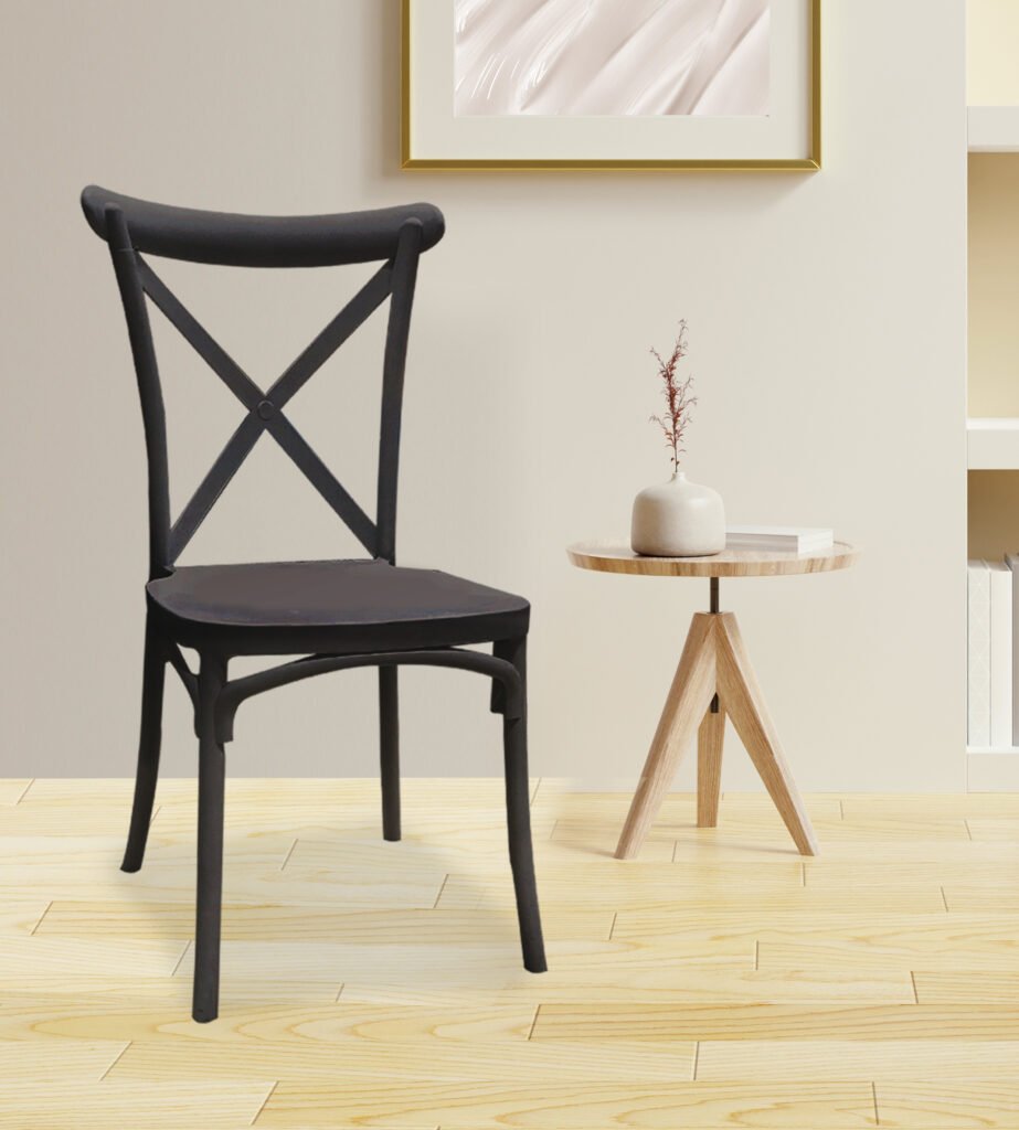 From left to right: Uratex Monoblock Martha Chair, Sofia Barstool, and Aiko Folding Chair