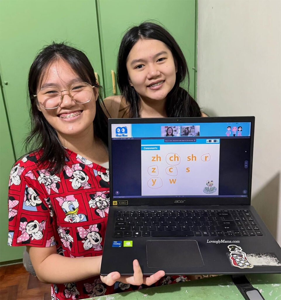 Achi Dindin and Shane after their first trial lesson of Online Mandarin language class with Teacher Lily (on the app).