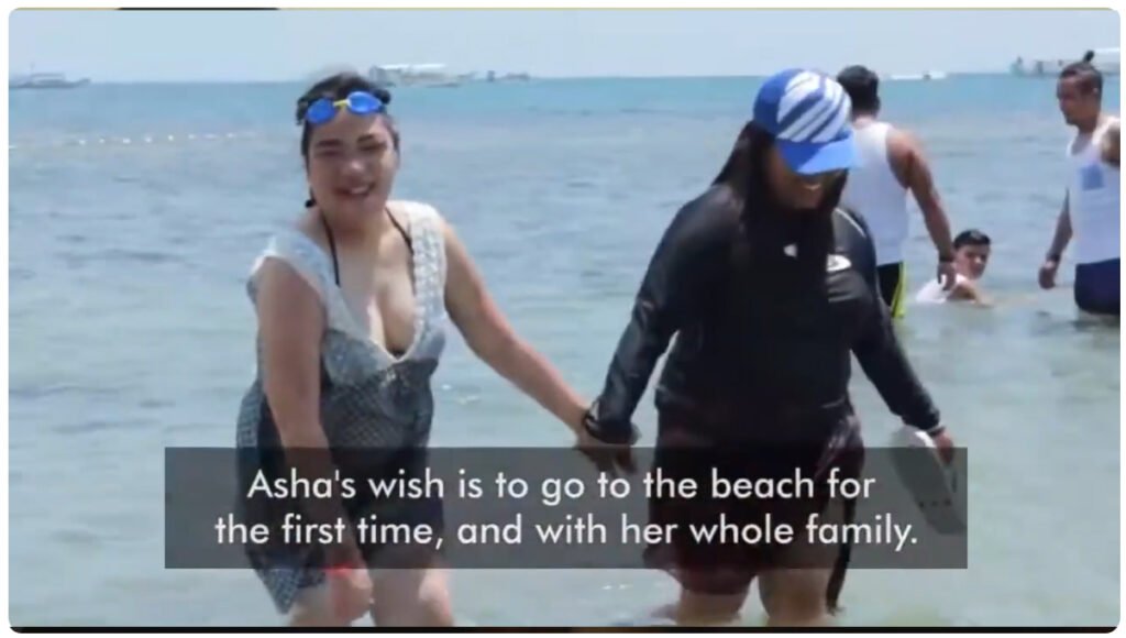 Her greatest wish: to go to the beach.